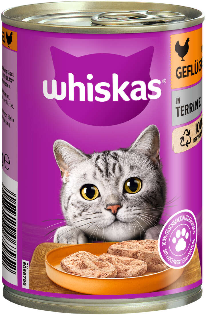 whiskas Katzen-Nassfutter 1+ Terrine mit Geflügel